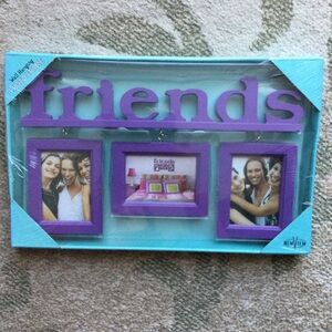 Wall Hanging Photo Frame, three purple 2.5” by 3.5” photos